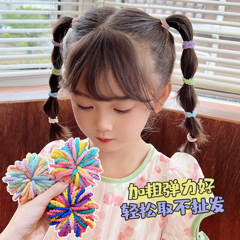 Children's candy-colored rubber band, baby hair tie, no hair damage, high-elasticity rubber band, cute girl hair accessory, hair tie Specification drawing