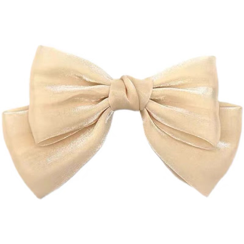 Japanese and Korean oversized bow headwear, spring clips, pearlescent hair clips, hair clips on the top of the back of a girl's head, elegant hair accessories Item Picture