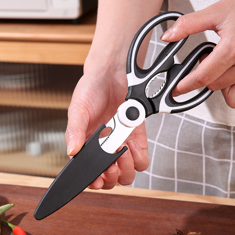 Multi-functional kitchen scissors, special scissors for household fish killing, vegetables, grilled meat chickens and duck bones, large stainless steel powerful scissors Specification drawing