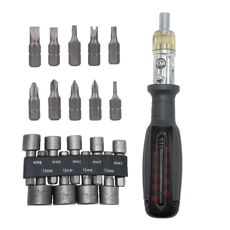 Factory direct sales of 20-in-one ratchet screwdriver set, labor-saving, turning, special-shaped bit, multi-functional screwdriver Item Picture