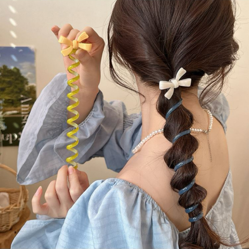 Spring and summer cute bow bubble braid hair braiding wonder, women's 2024 new style high-end telephone line hair tie Application Scenario