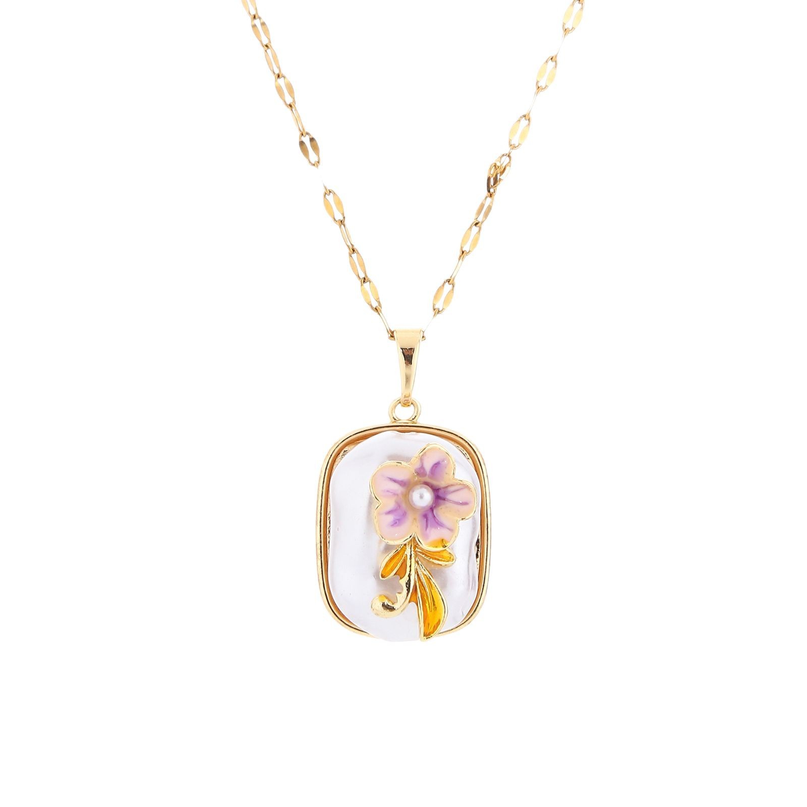 Cross-border Monet Garden oil painting style butterfly pendant necklace, new French high-end light luxury collarbone chain jewelry wholesale Item Picture