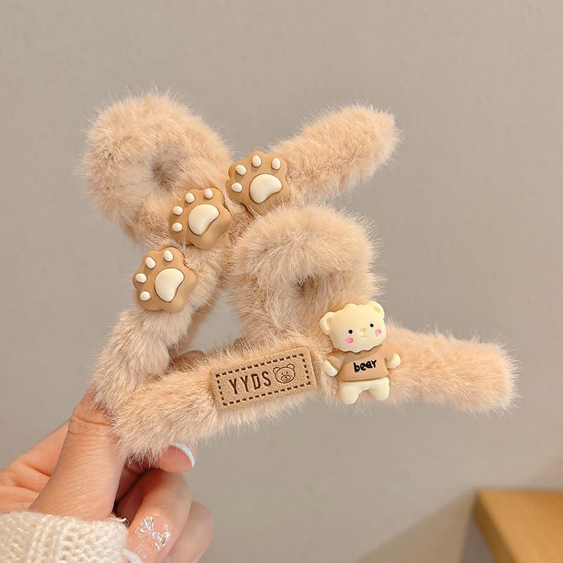 Autumn and winter plush claw, cat paw, bear hair, back of the head, shark clip, hair clip, children's hair clip, headwear full figure