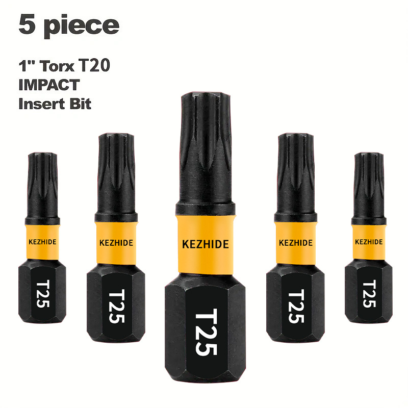 Plum Blossom screwdriver bit 1-inch T25 impact screwdriver bit insert type, 5/10/20pcsS2 steel forged undefined