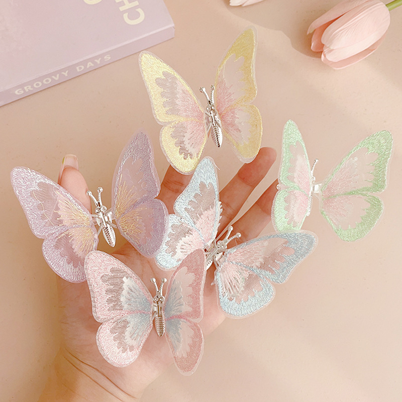 Moving butterfly handmade hair clips, summer children's princess cute little girl headwear, ancient-style hair accessories, Hanfu hair clips Specification drawing