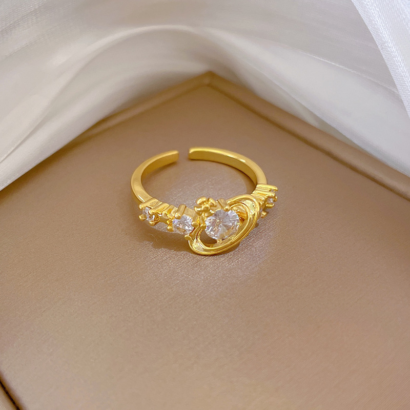【 Real Gold 】 Zircon Planet Full Diamond ring with adjustable opening, simple Japanese-style bracelet, couple rings Specification drawing