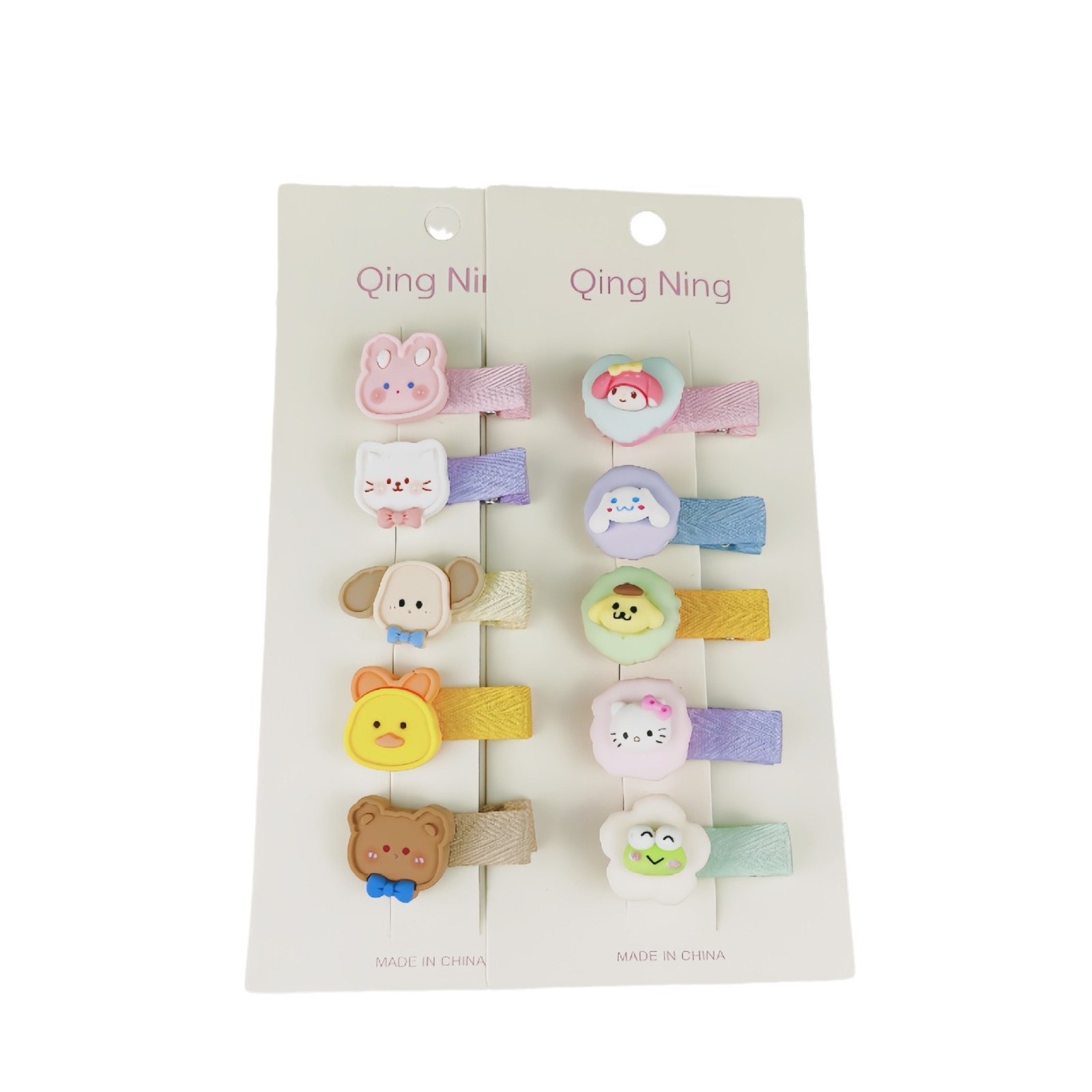 Cute full-wrapped fabric children's hair clips, duckbill clips, cartoon animal, fruit, flower bow tie, fringe, hairpin, safe Item Picture