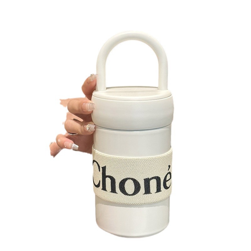 Portable stainless steel high-appearance-level light luxury ins style handle water cup, large-capacity simple direct drinking cup, girls' insulated cup Item Picture