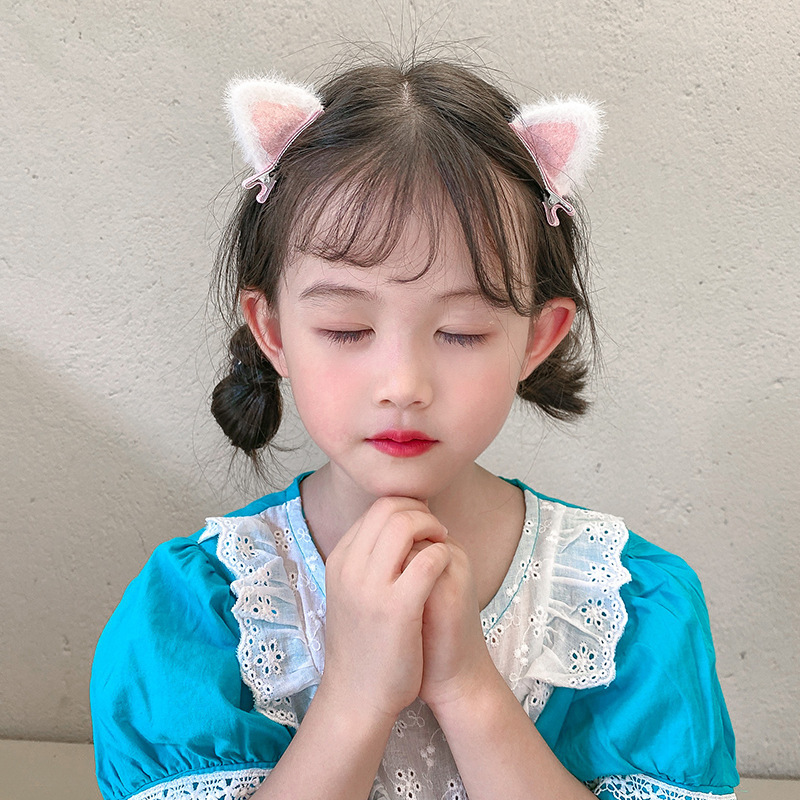 Cute ear-shaped hair clips for girls, plush hair clips, side bangs clips for little girls that won't damage their hair Specification drawing
