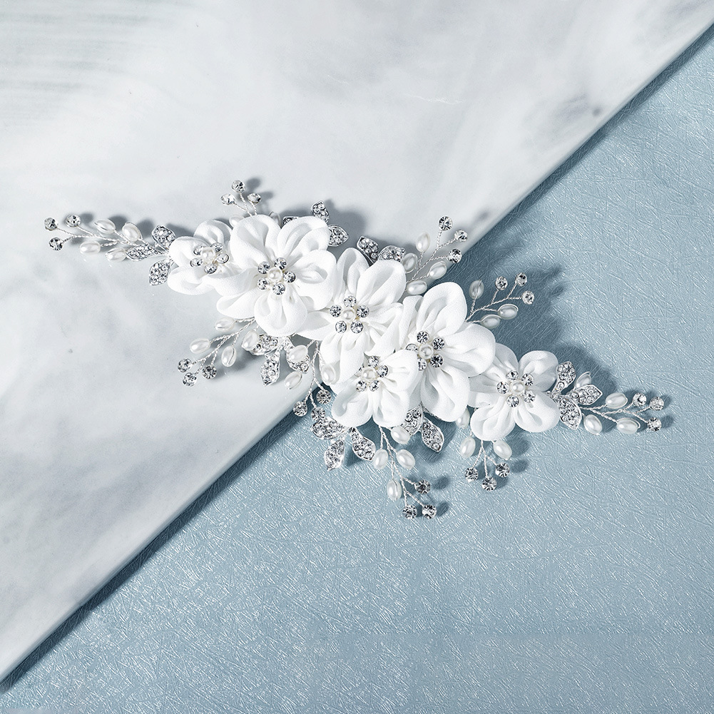 Cross-border bride headwear, forest-themed simulated flower hair comb, handcrafted fabric hair accessory, women's beach vacation accessory, hair clip and comb details Picture