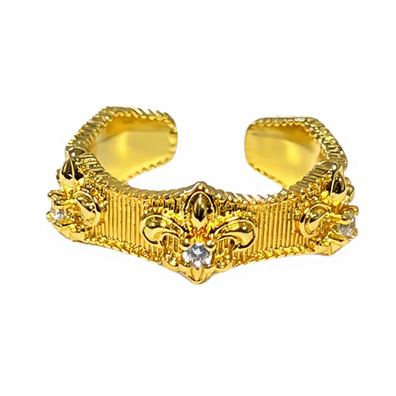 Retro court style, noble pigeon egg zircon white open ring, exquisite heavy craftsmanship, light luxury and high-end ring for women Item Picture