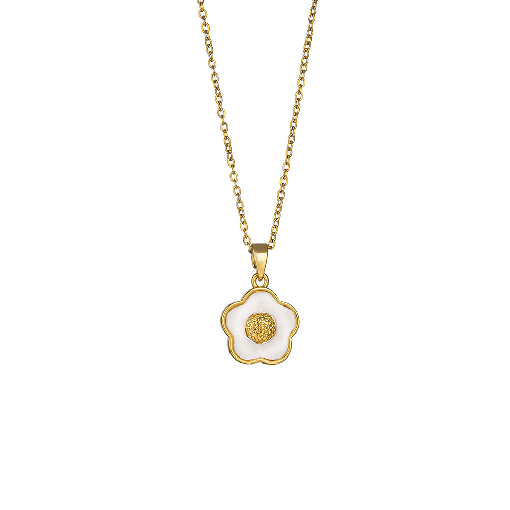 The oil-dripping Daisy white flower necklace is a rare, fashionable and high-end female celebrity collarbone chain titanium steel hair accessory Item Picture