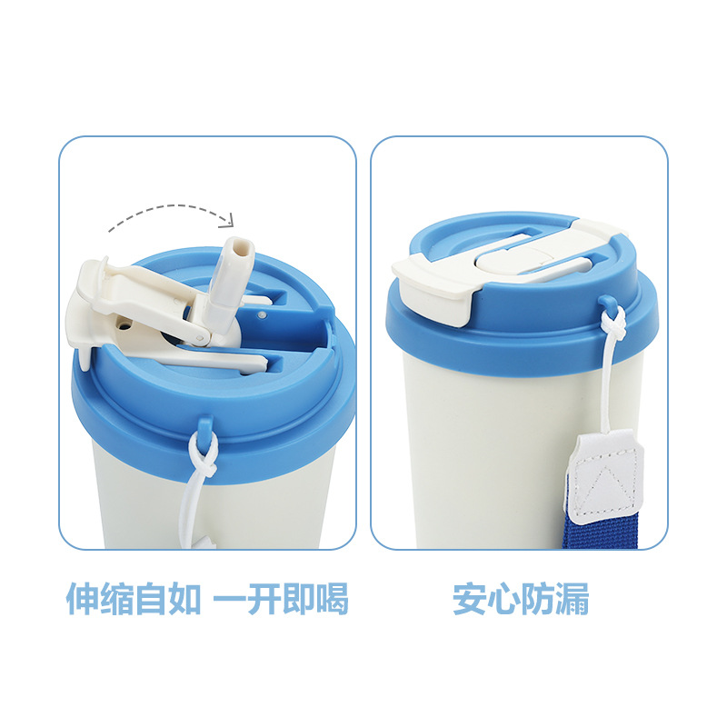 New cross-border portable insulated cup, 304 stainless steel simple double-drinking coffee cup, outdoor girls' high school appearance level water cup Specification drawing