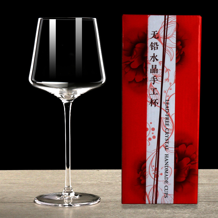 Wholesale single gift box square Burgundy crystal glass goblets, red wine glasses, wine glasses and champagne glasses full figure