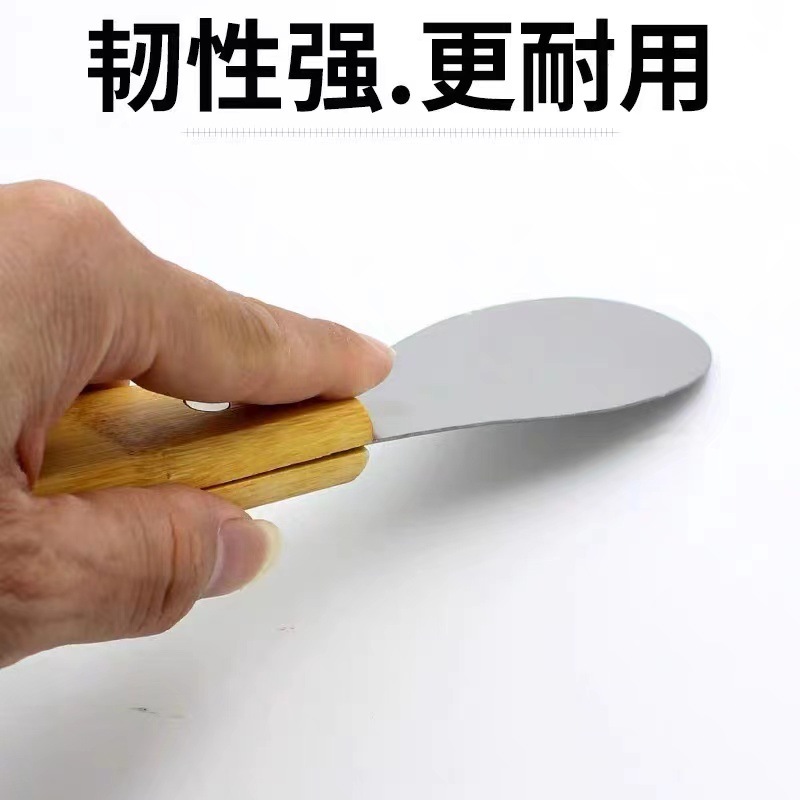 Bamboo-handled glue scraper, exterior wall glue scraper, construction tools, glue application tools, new glue application wonder, bamboo-handled glue scraper four-piece set Specification drawing