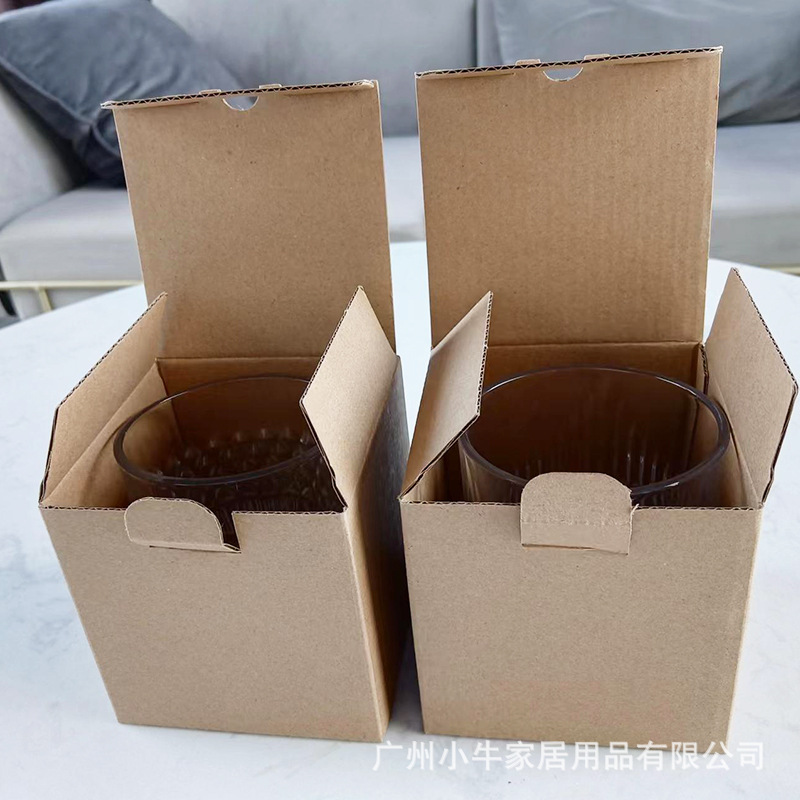 A single small box with a bottom cover, a three-layer corrugated square cross-border water cup, a single cardboard box details Picture