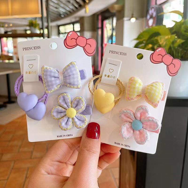 Girls' bow hair accessory, children's hair tie, hair band, baby hair band, hair clip set, hair clip, no hair damage Specification drawing