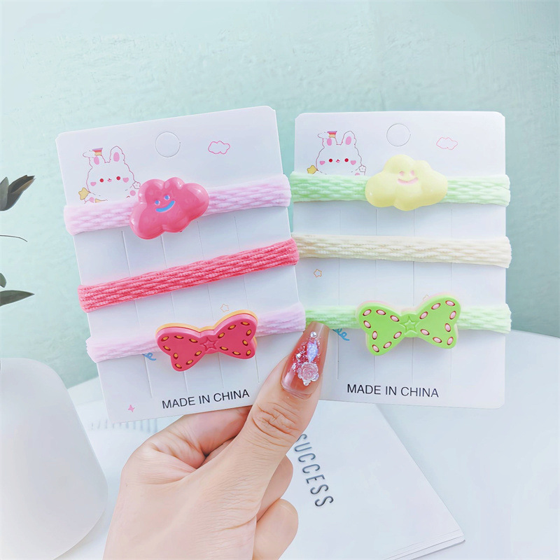Sweet and colorful bow, cloud towel tie, cute and versatile hair band, children's hair won't hurt, girls' hair band Specification drawing