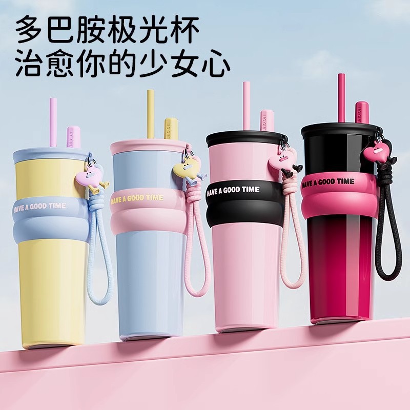 316 Giant straw Insulated Cup, car large-capacity coffee cup, portable gift for travel, new ice king water cup full figure