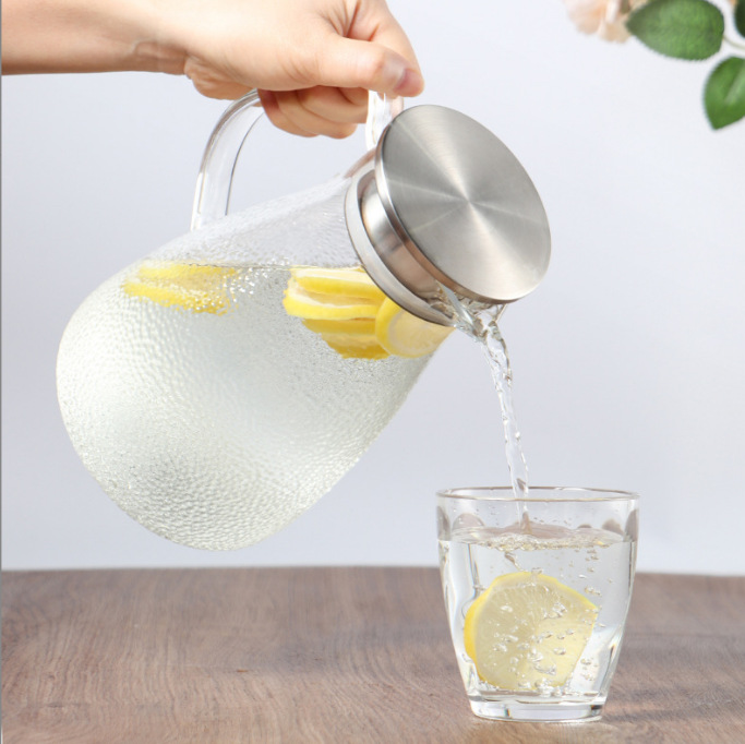 Food-grade plastic cold water kettle for household use, suitable for refrigerator, PC high-temperature resistant, hammered texture, Japanese style, high appearance level cold water kettle Item Picture