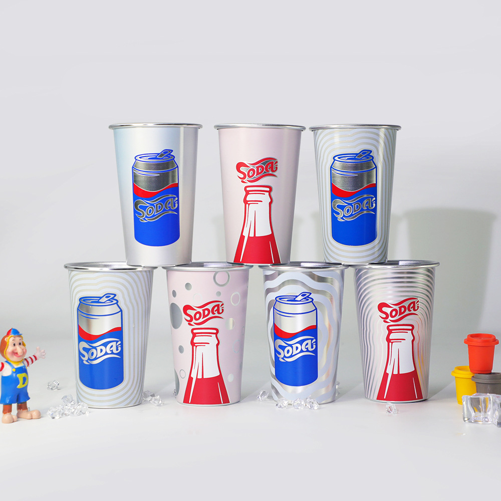 Factory direct sales of roll-edge aluminum cups, cola and Sprite soda cups that change color when cold, color-changing aluminum cups in stock details Picture
