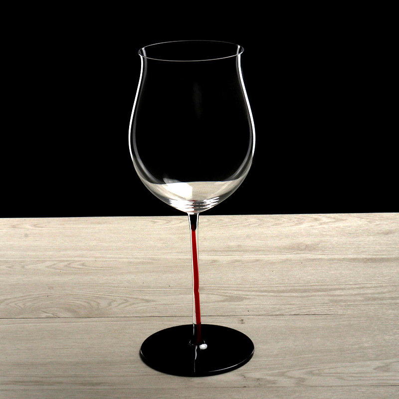 Red stand, black base, Burgundy tall glass, large lead-free crystal red wine glass, single cylinder, gift box, factory direct sales details Picture