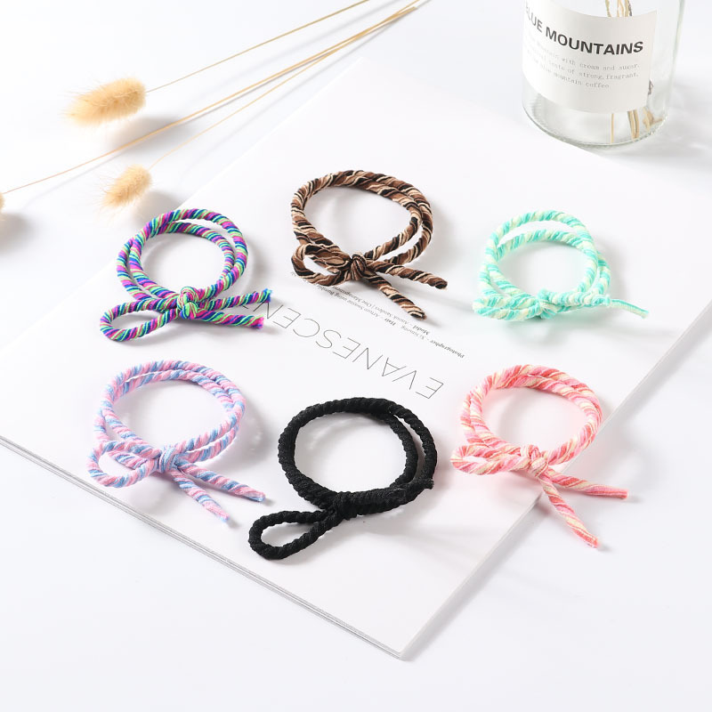 Korean style simple and fresh hair rope and hair accessory, basic 8-strand braid, leather band, 2-yuan store, factory direct batch, knotted details Picture