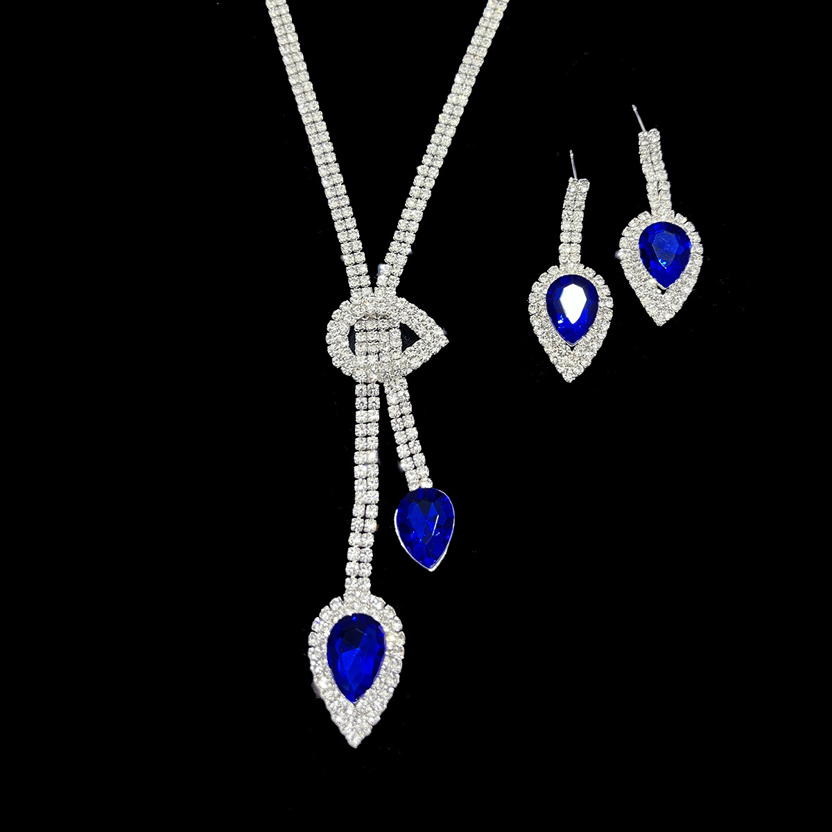 ZN005, a popular cross-border bride set of jewelry, necklace, earrings, bracelet, tassel and water drop necklace in Europe and America details Picture