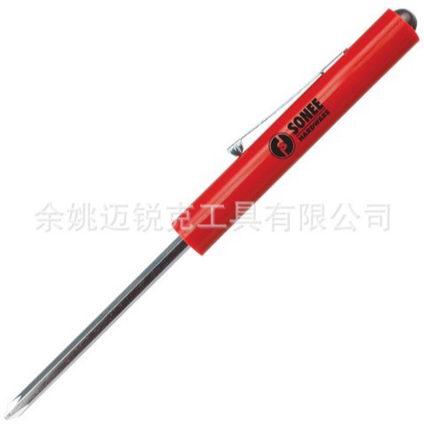 Two-in-one promotional gift: Double-head pen-shaped pocket screwdriver, one-head cross double-head pen-shaped hanging pen screwdriver Item Picture
