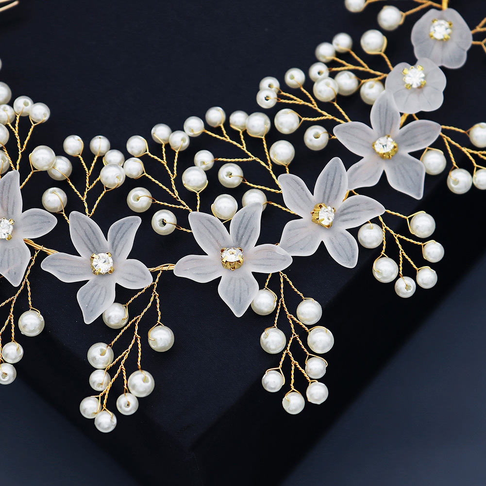 Korean-style wedding accessories, handcrafted and elegant pearl hair combs, Xiuhe dress headwear, styling, updo and pair combs Specification drawing