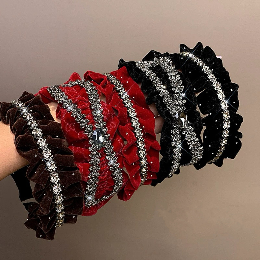 Velvet voluminous hairband for women, high-end and fashionable bow hairpin headwear, high top hairband for women, 2023 new style full figure
