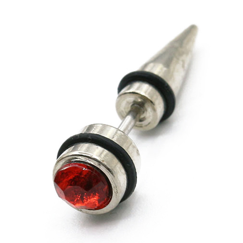 Men's human piercing earrings 316L titanium steel stud earrings for men and women, diamond-encrusted piercing fashionable street stall earrings Item Picture