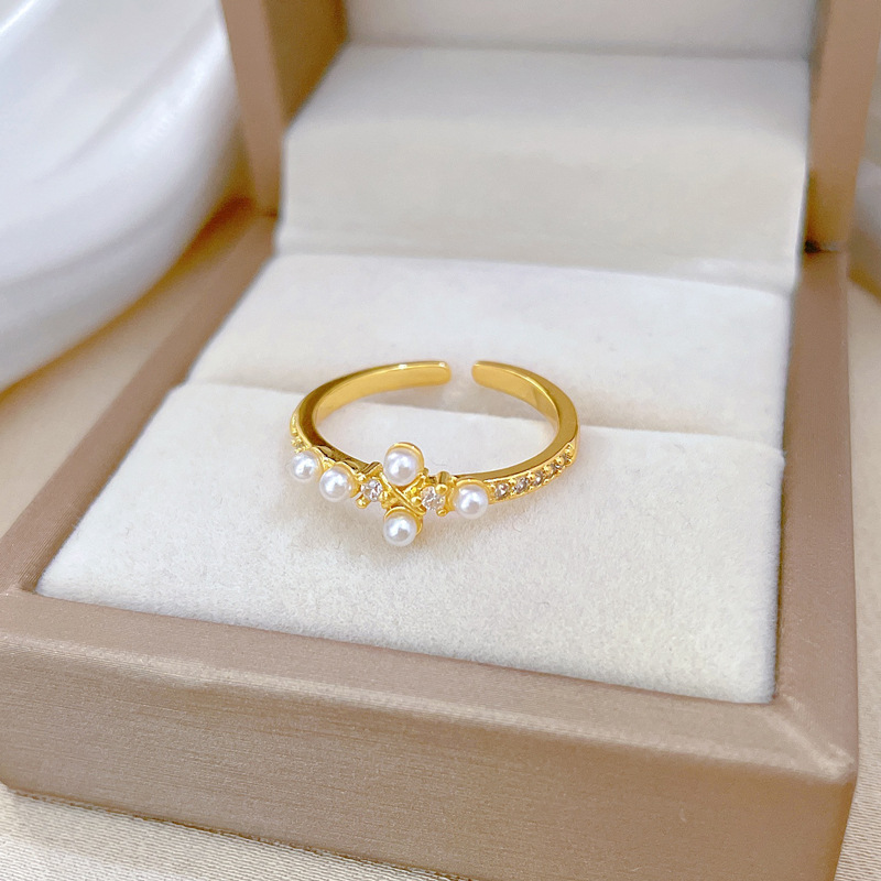 【 Real Gold 】 Pearl cross ring with adjustable opening, simple wristband, Japanese-style couple rings Application Scenario