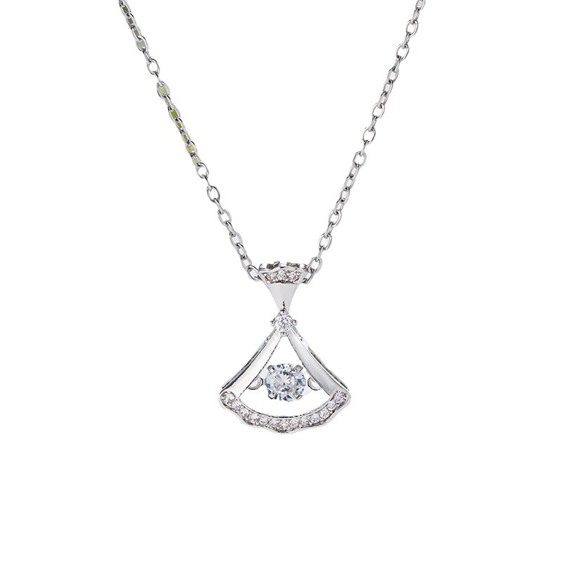 Silver zircon dress, dynamic necklace, women's niche design sense, titanium steel collarbone chain, fashionable, simple and versatile accessory Item Picture