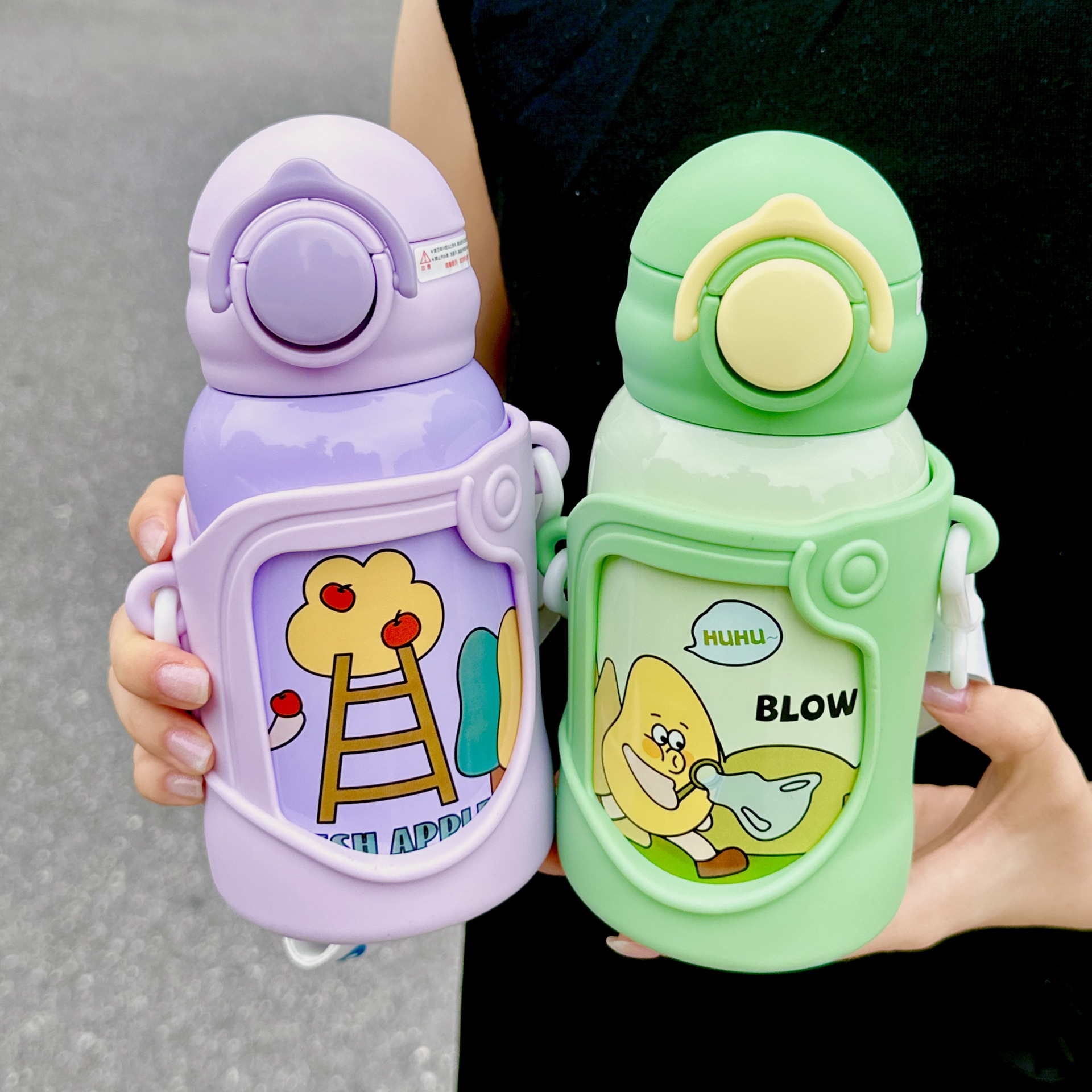 New cartoon 316 stainless steel water cup, children's convenient and portable thermos cup, high appearance level baby straw cup gift Specification drawing