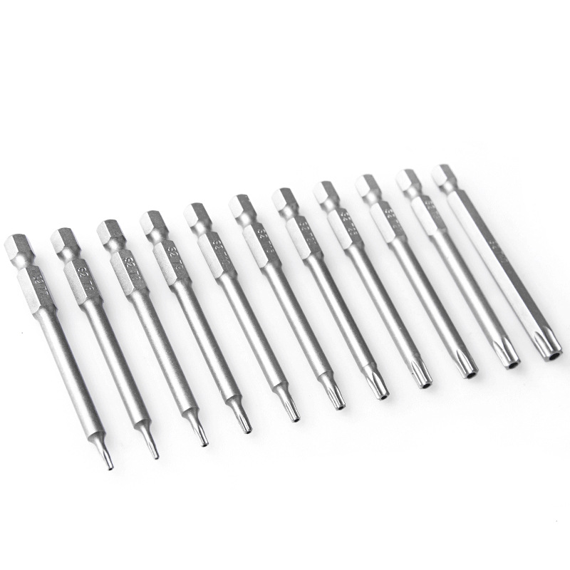 Cross-border 11-piece set of 75mm/50mm magnetic hand electric drill, electric screw drilling, hollow perforated plum blossom screwdriver Item Picture