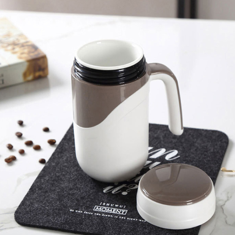 Business office ceramic inner liner insulated cup, large-capacity men's student carrying handle, large gift advertising water cup full figure