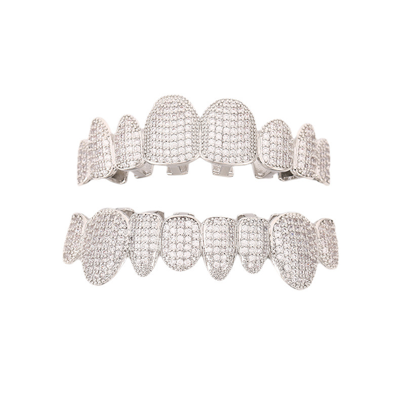 New irregular eight-toothed front teeth with zircon teeth, hip-hop fashion teeth decoration, Halloween cosplay rap details Picture