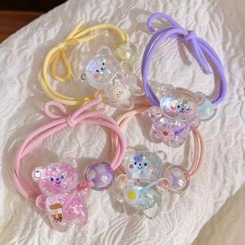 Children's hair tie, hair accessory, cartoon hair tie, cute little girl, high-elasticity rubber band for tying hair, durable ponytail leather band details Picture