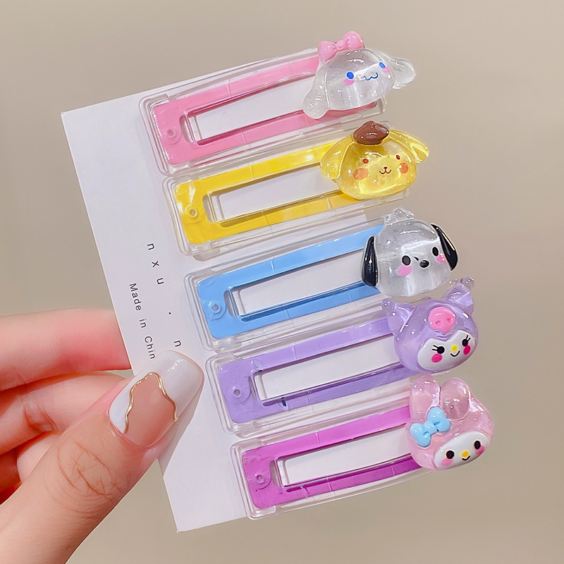 Children's cartoon bb clip, Sanrio cinnamon dog hair clip, cute girl side hair clip, jelly-colored transparent clip details Picture