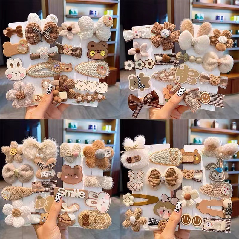 Autumn and winter hair accessories 2023 New Children's milk coffee-colored plush hair clips, cute bangs clips, side clips, hair clips, headwear details Picture