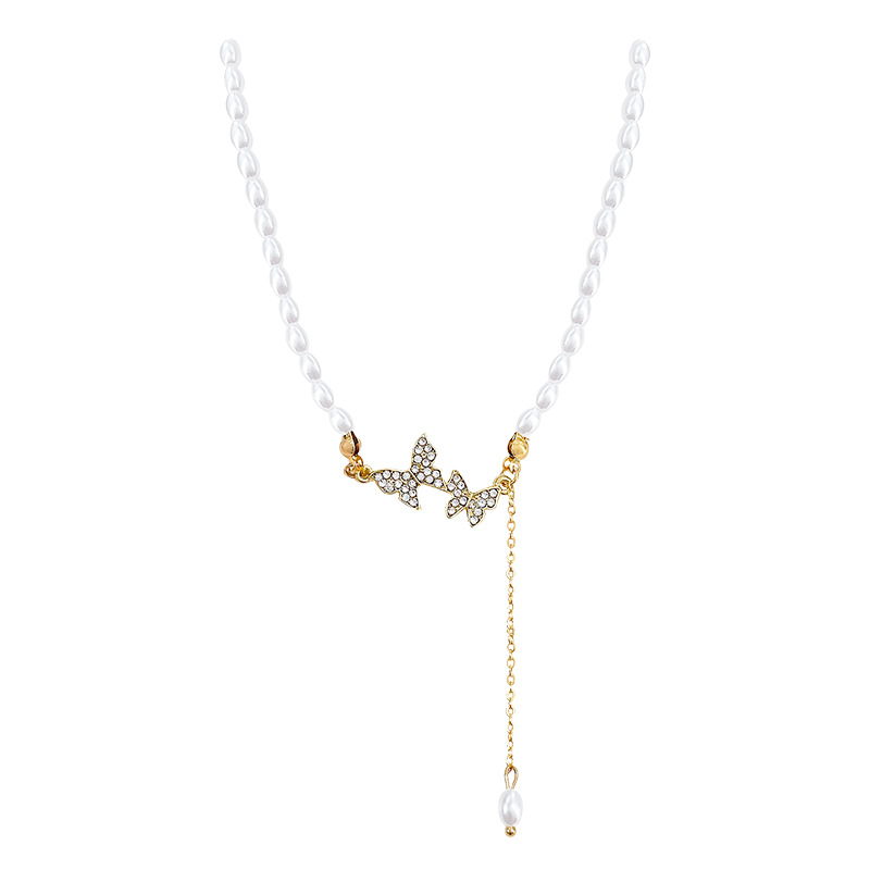 The dreamy butterfly pearl necklace from Japan and South Korea is a fashionable, light luxury and high-end style for women. It features a unique collarbone chain and a trendy necklace accessory Item Picture