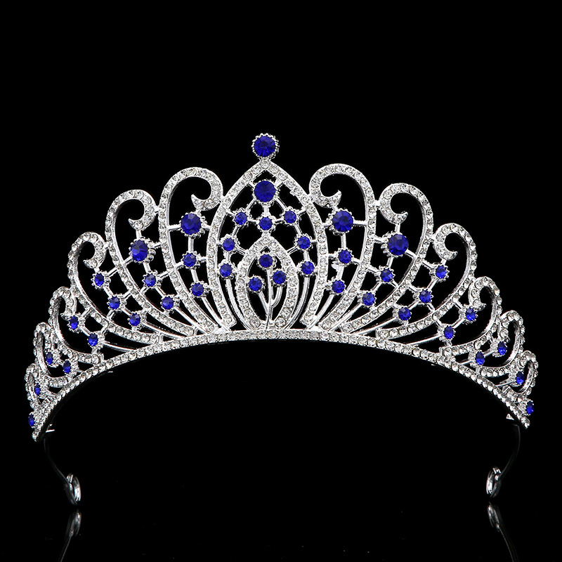 Cross-border Baroque bride's crown, European diamond-encrusted wedding crown headwear, birthday party crystal crown wholesale Specification drawing