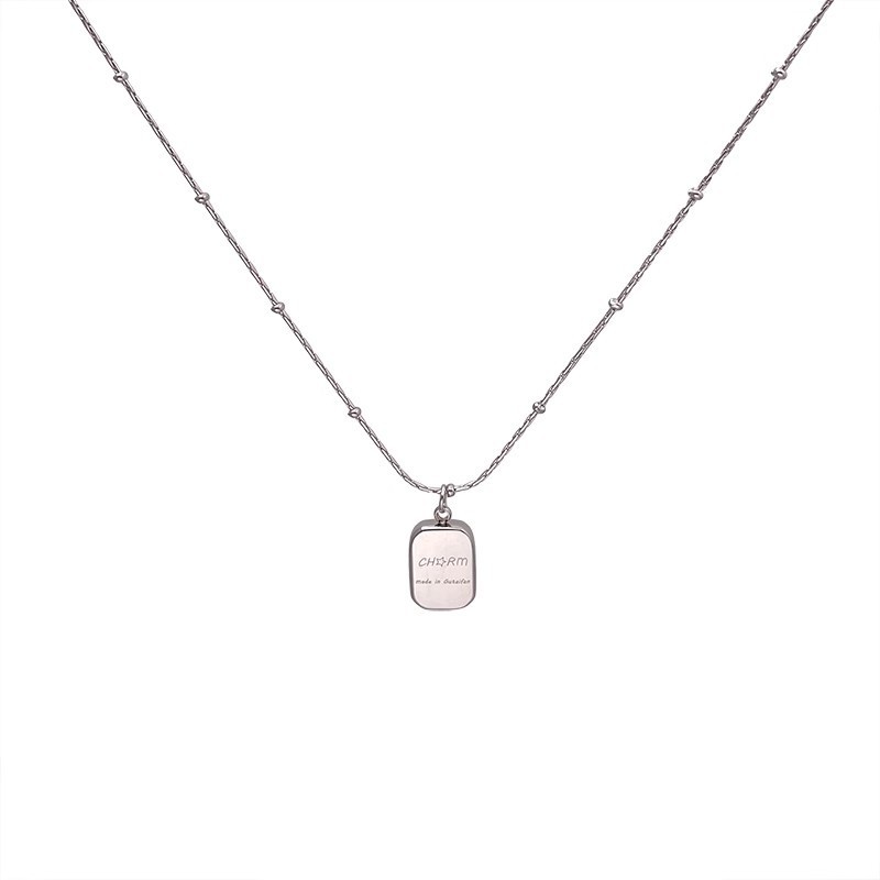 Sweet and Cool Square brand letter pendant titanium steel necklace for women, 2025 new style fashionable sweater chain, daily versatile and niche accessory Item Picture