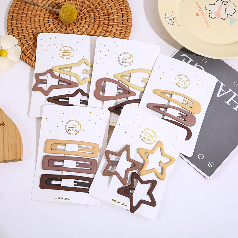 Wholesale of cute star hair clips, girl side clips, fresh and clean children's hair clips, water drop clips, painted color straight clips full figure
