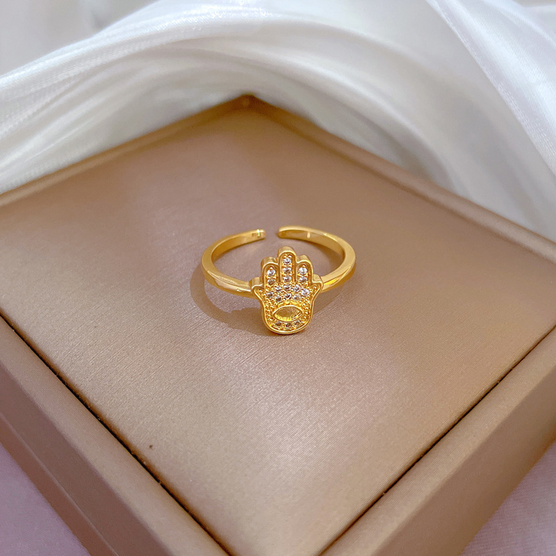 【 Real Gold 】 Korean version full diamond palm ring with adjustable opening, simple jewelry, Japanese-style ring couple rings Application Scenario