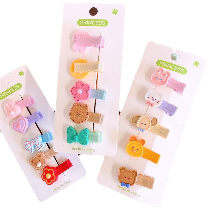 New children's hair clips: Bright resin cartoon baby all-inclusive safety side clip for kindergarten girls' broken hair arrangement Item Picture