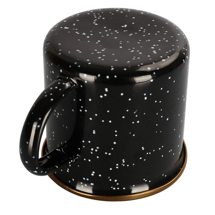 Wholesale black foreign trade mark water cup, creative coffee cup 450ml with star dot enamel cup gift box from the manufacturer Specification drawing