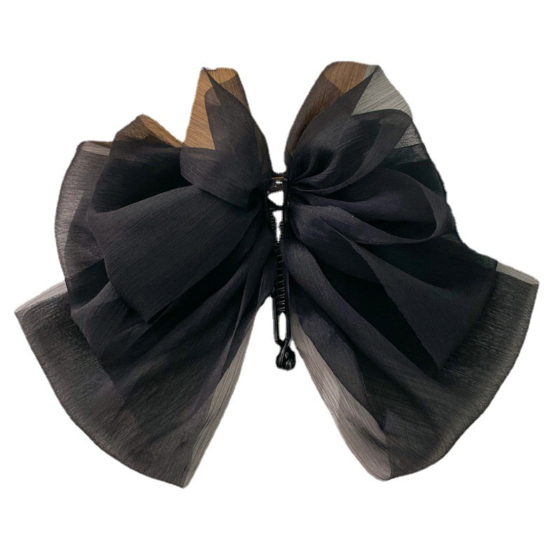 High-end chiffon bow banana clip, 2023 new trendy hair clip, back of the head ponytail clip, vertical clip headwear Item Picture