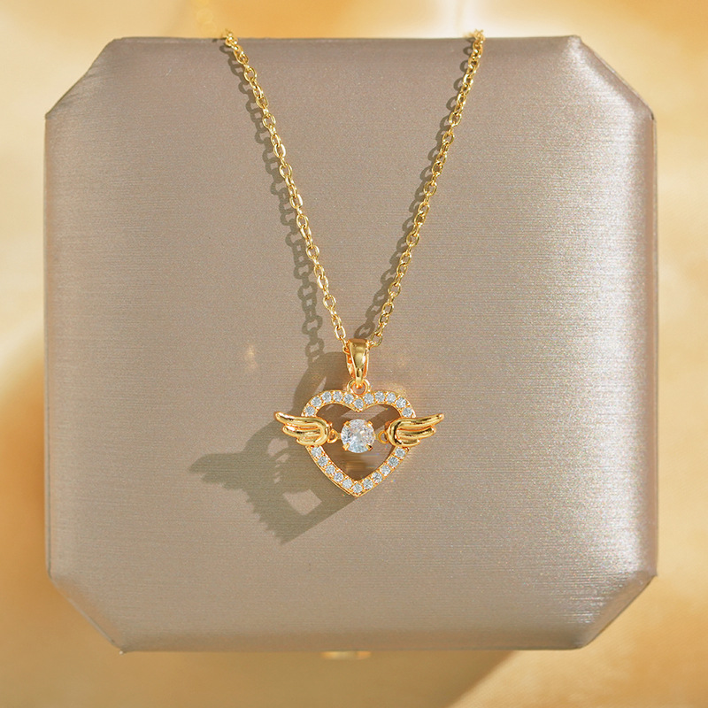 The Korean version of the simple and dynamic series titanium steel necklace features a unique and light luxury design for women, with a dancing diamond collarbone chain accessory Specification drawing